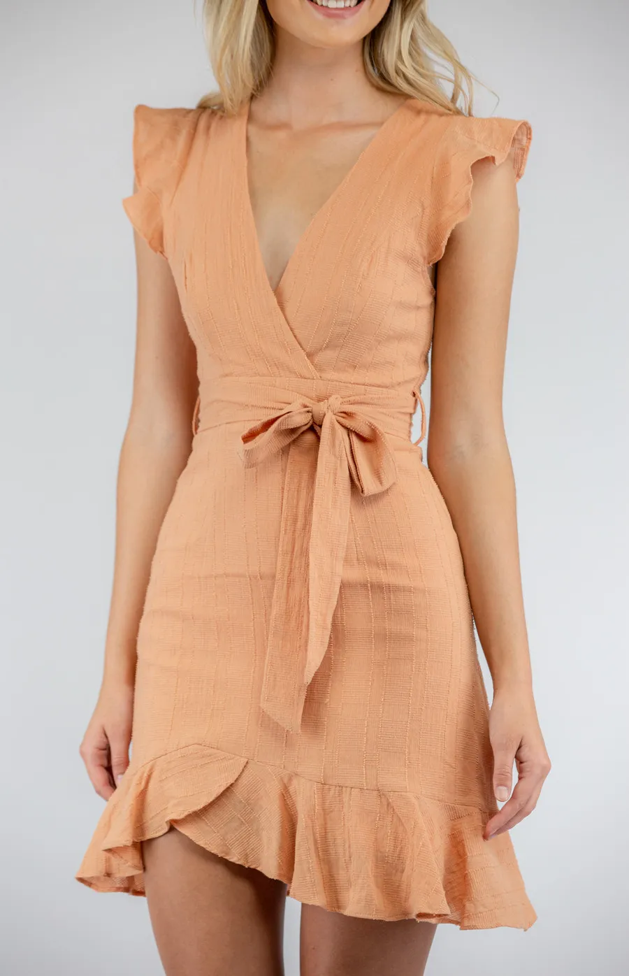 Textured Frill Dress with Belt Detail (SDR613A)