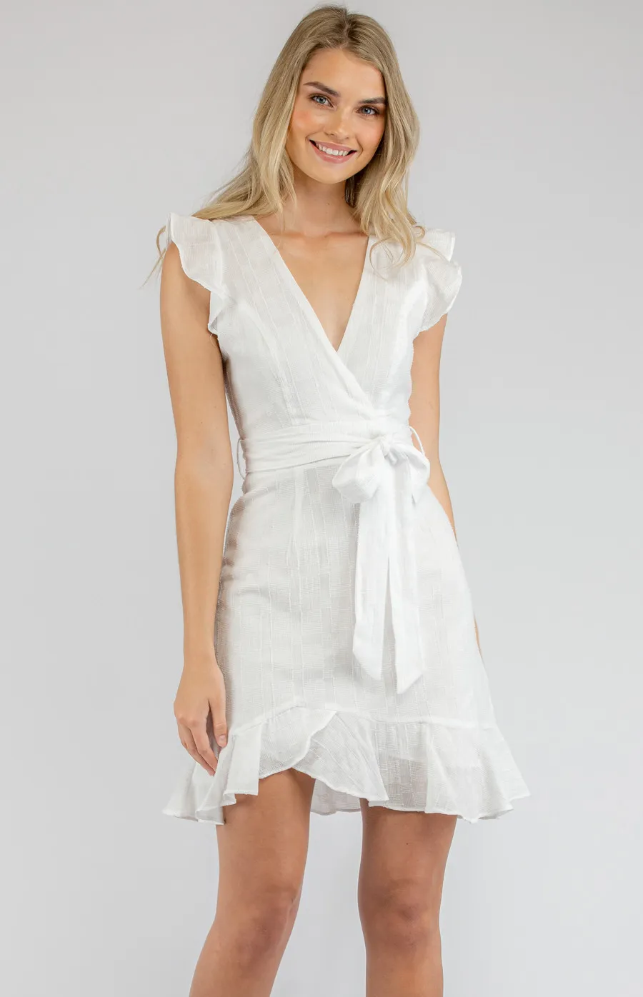 Textured Frill Dress with Belt Detail (SDR613A)