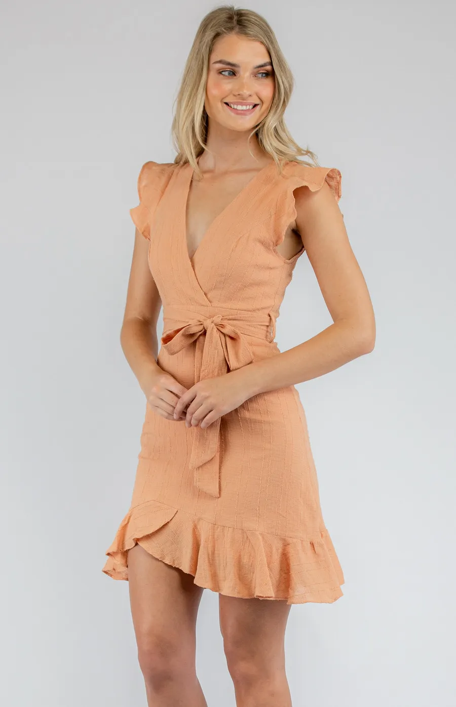 Textured Frill Dress with Belt Detail (SDR613A)