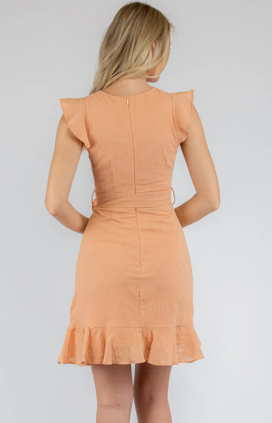 Textured Frill Dress with Belt Detail (SDR613A)