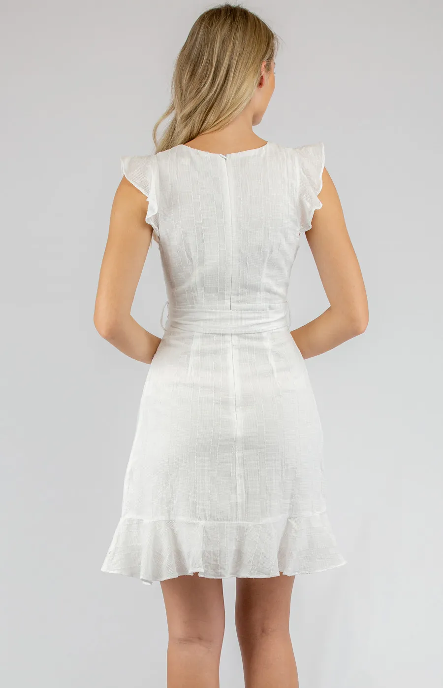 Textured Frill Dress with Belt Detail (SDR613A)