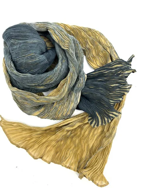 Textured Silk Scarf/Pleated Tie Dye