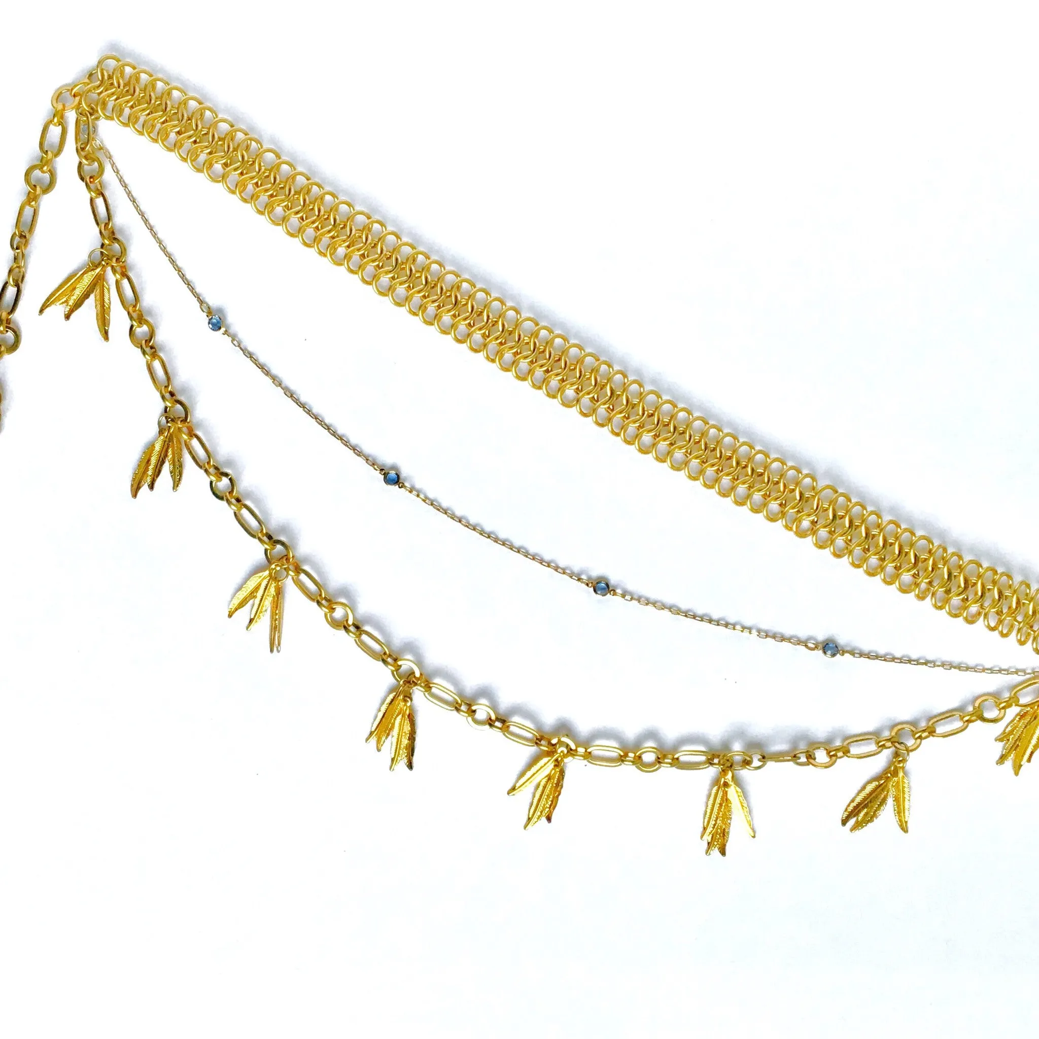 Three Tier Golden Feather Belt