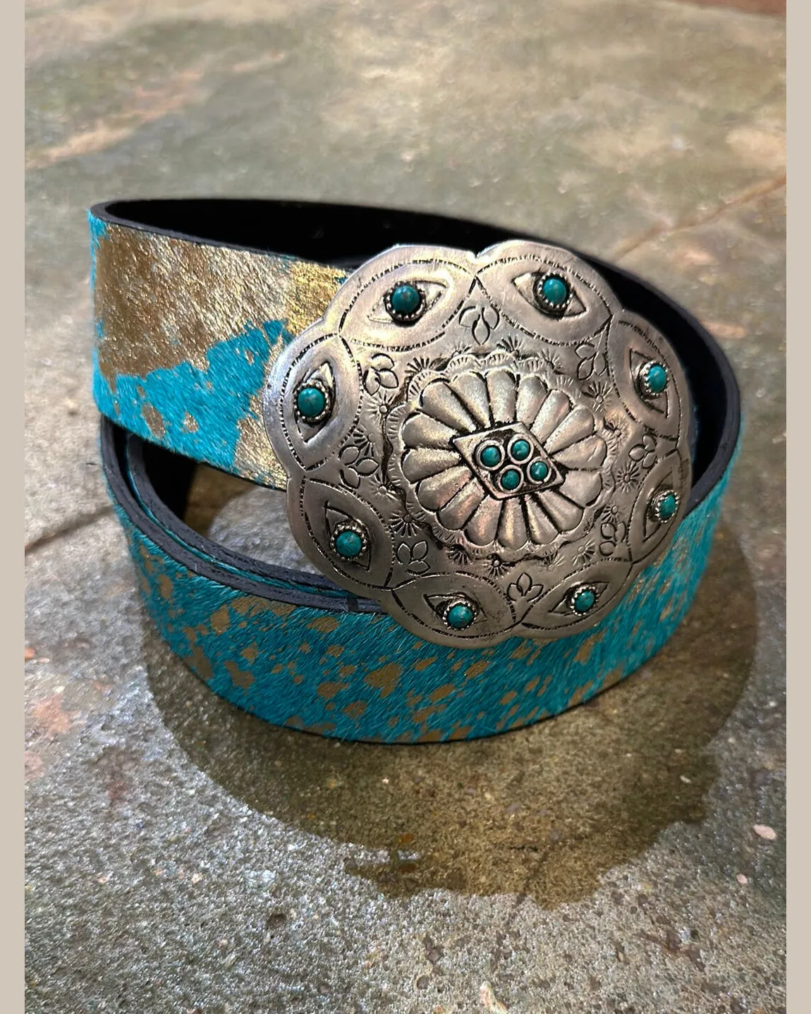 Turquoise Metal Buckle Belt