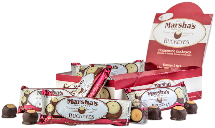 Two 3-Pack's Wrapped Bars of Buckeyes Chocolate Candy Treats