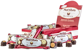 Two 3-Pack's Wrapped Bars of Buckeyes Chocolate Candy Treats