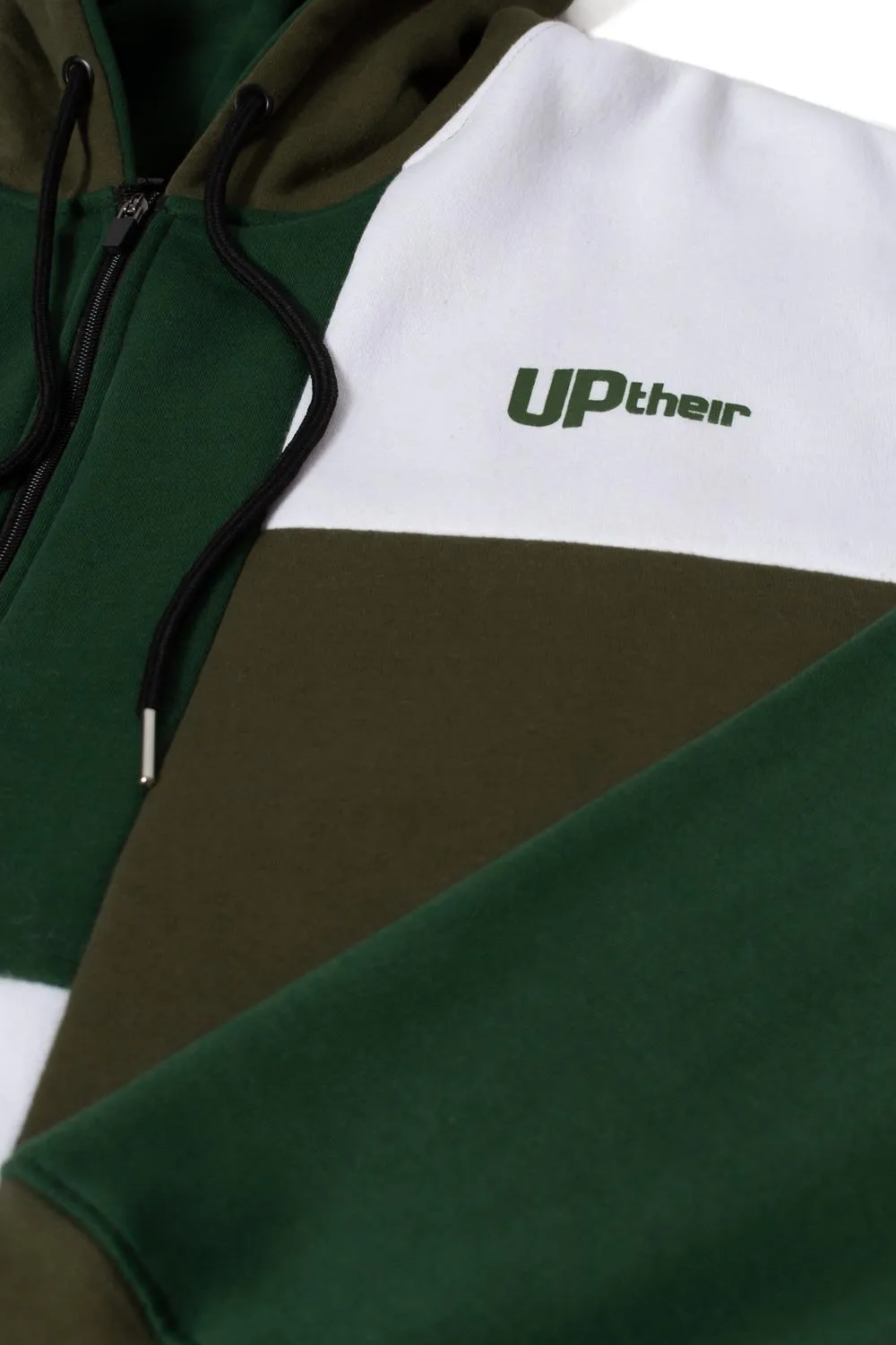 Uptheir Cut & Sew Pluto Zip Hoody - Green Khaki