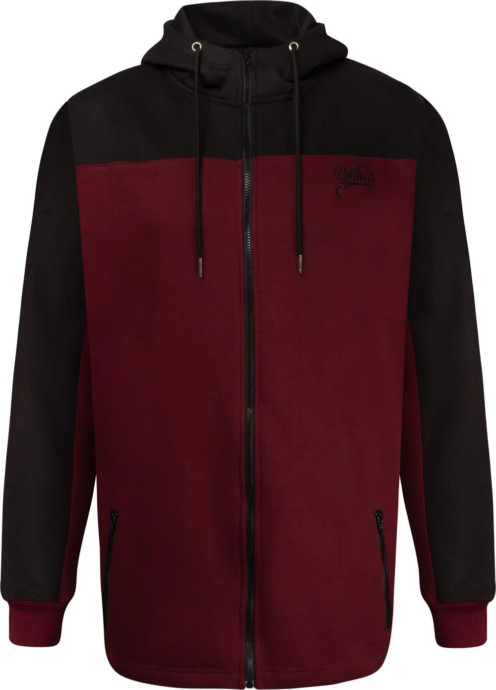 Uptheir Looe Zip Through Contrast Panel Hoody - Burgundy