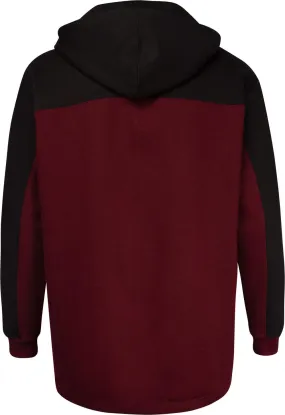 Uptheir Looe Zip Through Contrast Panel Hoody - Burgundy