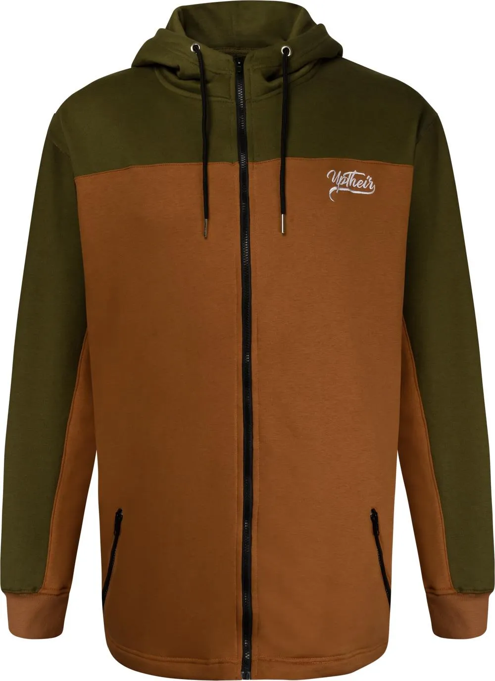 Uptheir Looe Zip Through Contrast Panel Hoody - Caramel