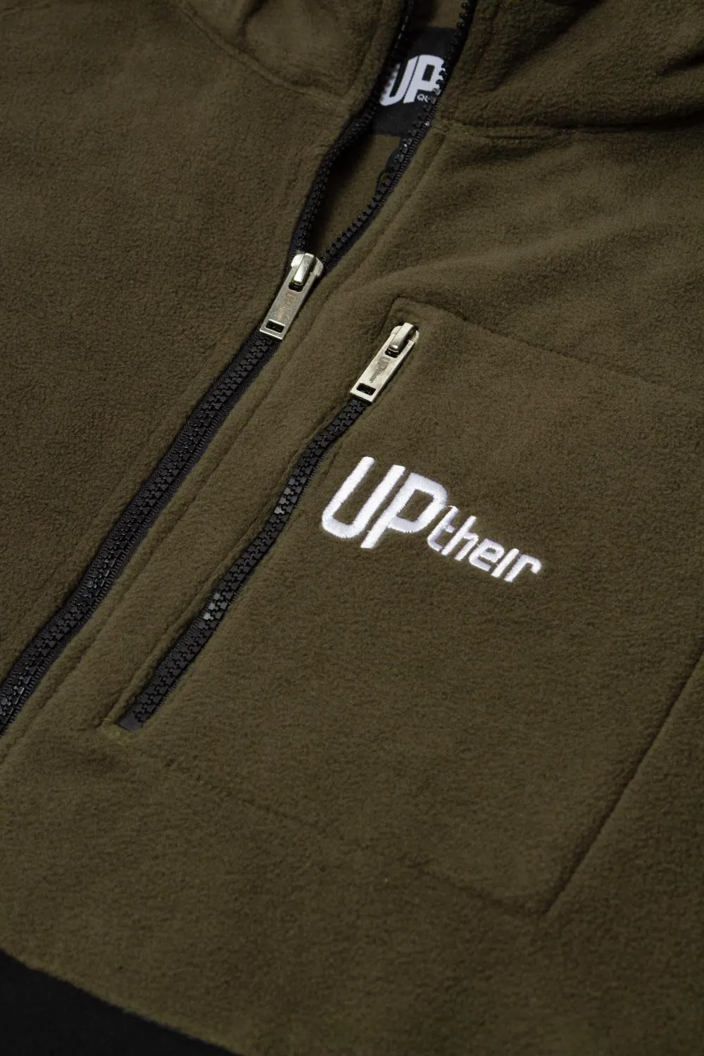 Uptheir Positive 1/2 Zip Block Fleece Hoody - Olive