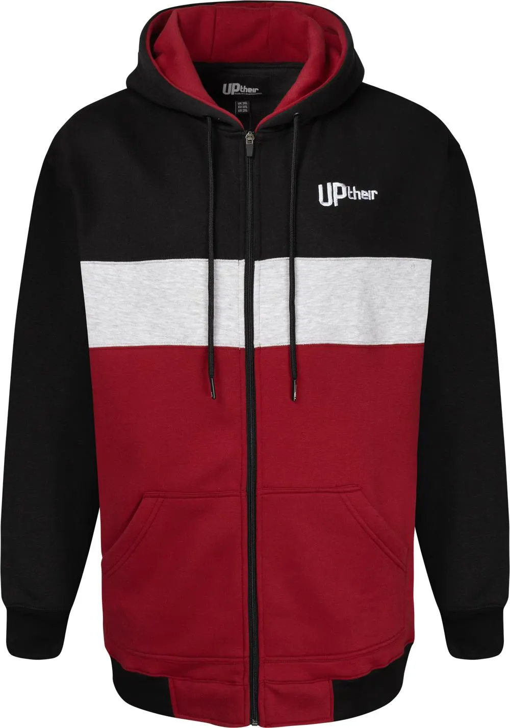 Uptheir Rogue Cut & Sew Contrast Panel Hoody - Red