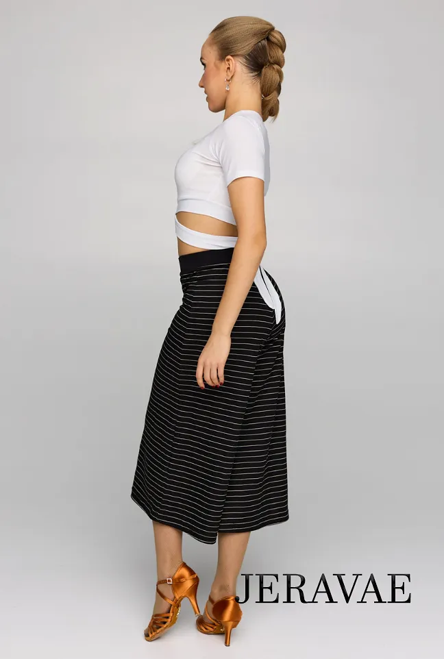 White Short Sleeve Latin Practice Crop Top with Wrap Crisscross Back Tie PRA 828