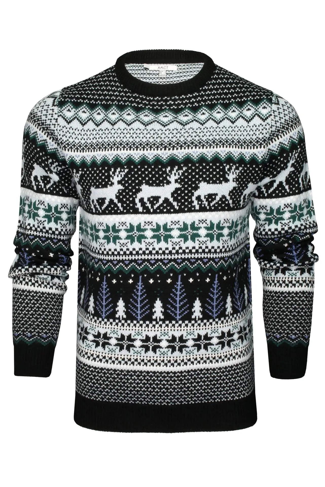 Xact Christmas/ Xmas Jumper 'Lapland' with Tree & Reindeer Fairisle Pattern