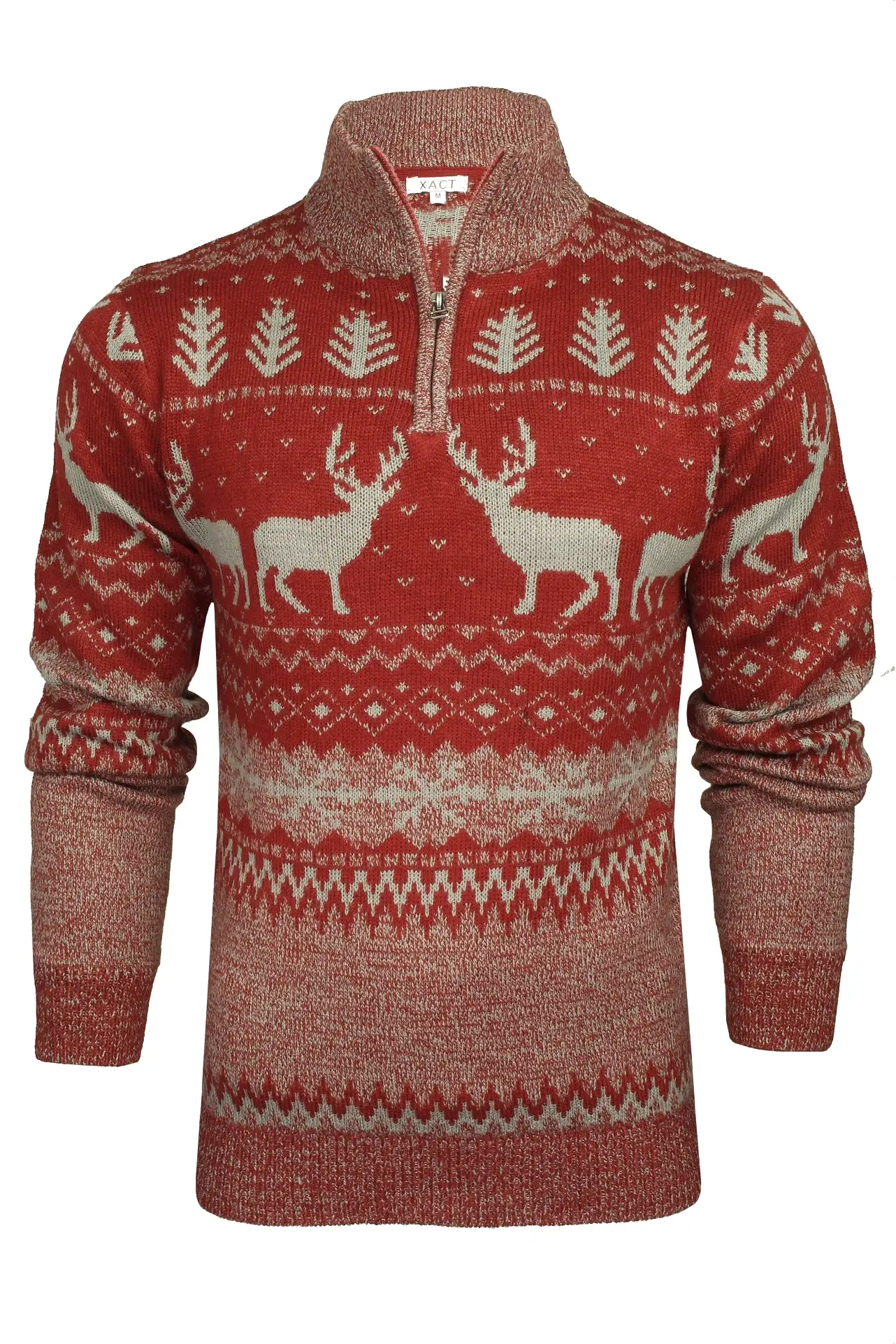 Xact Mens 1/4 Zip Reindeer Xmas/ Christmas Jumper