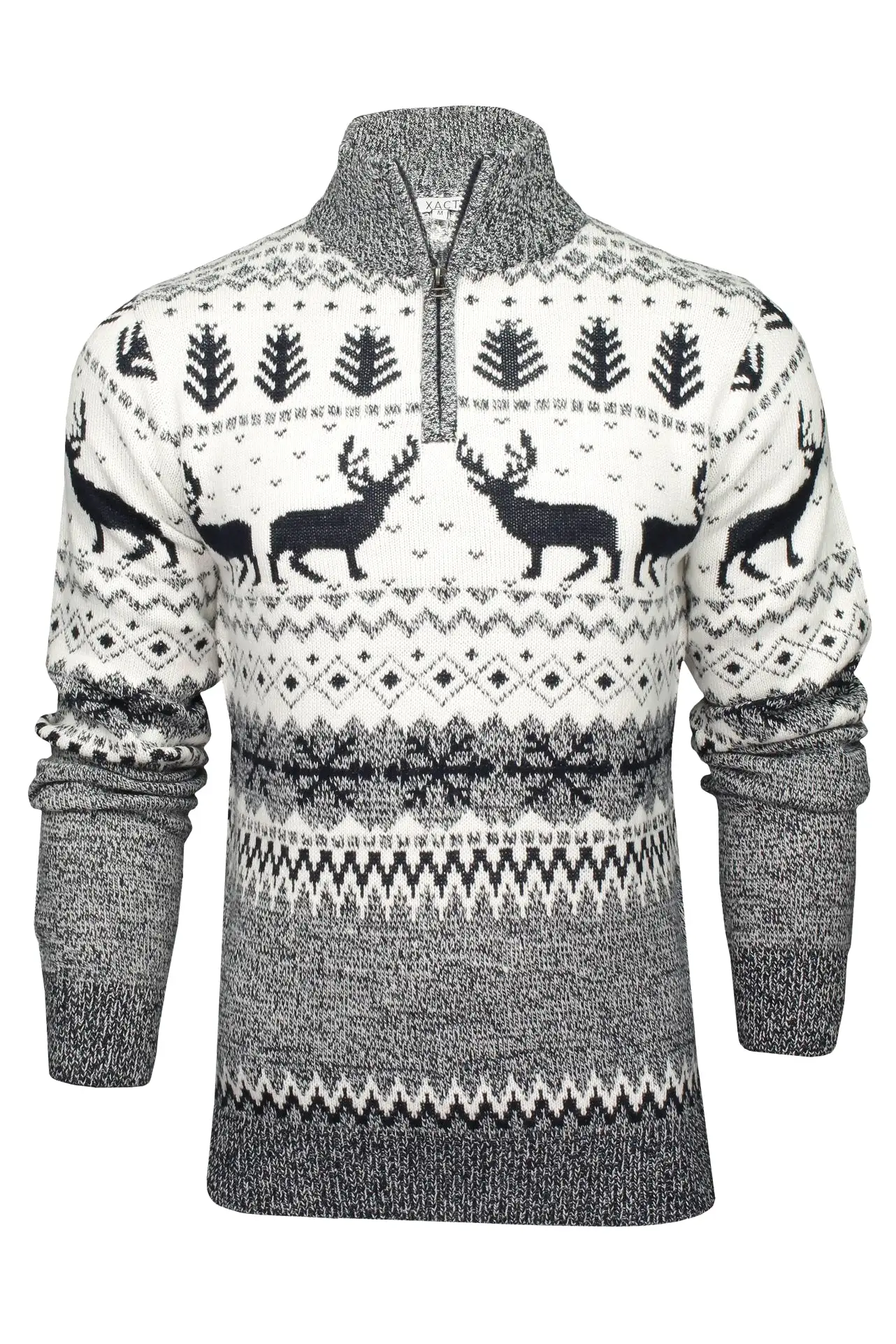 Xact Mens 1/4 Zip Reindeer Xmas/ Christmas Jumper