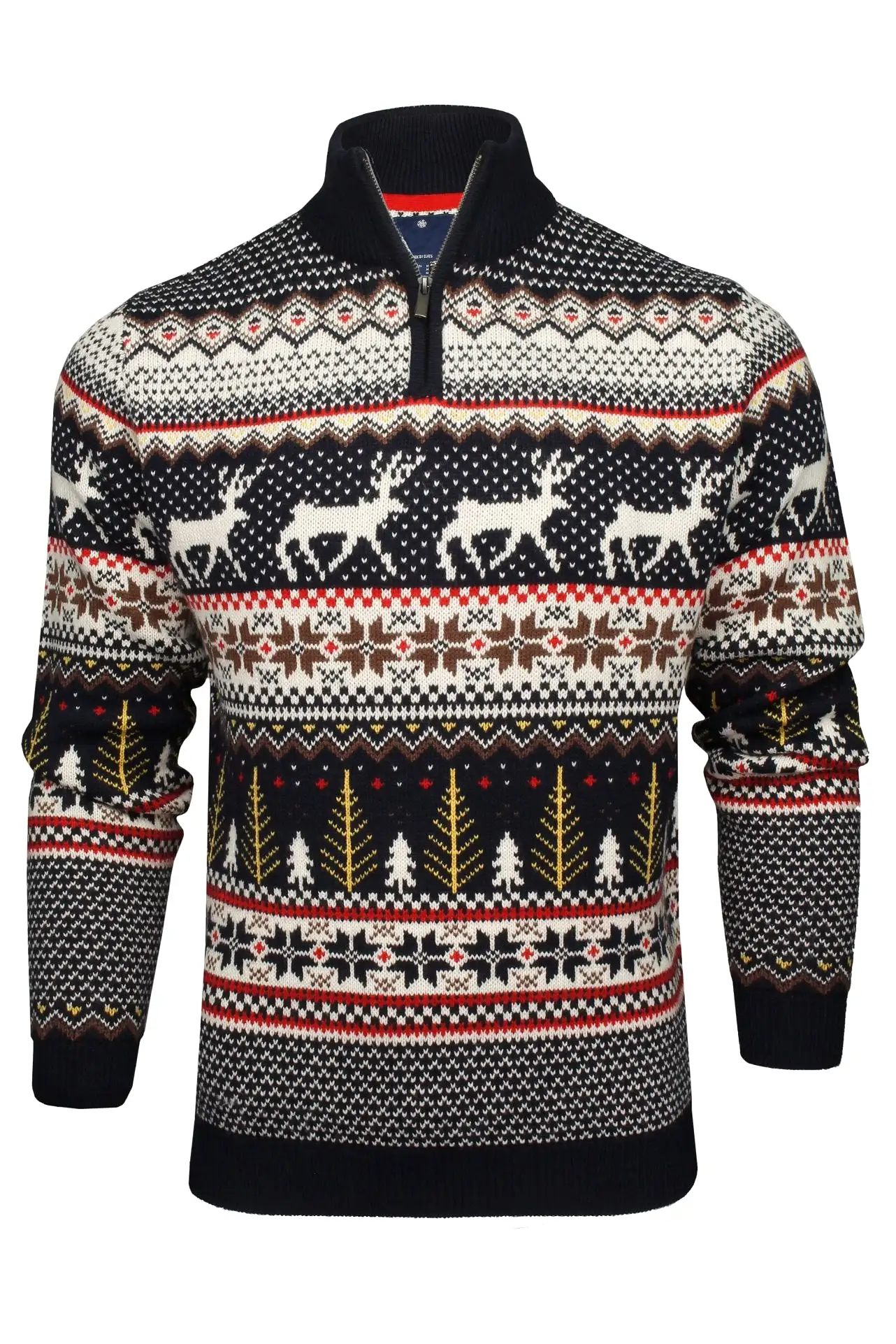 Xact Mens 1/4 Zip Reindeer Xmas/ Christmas Jumper