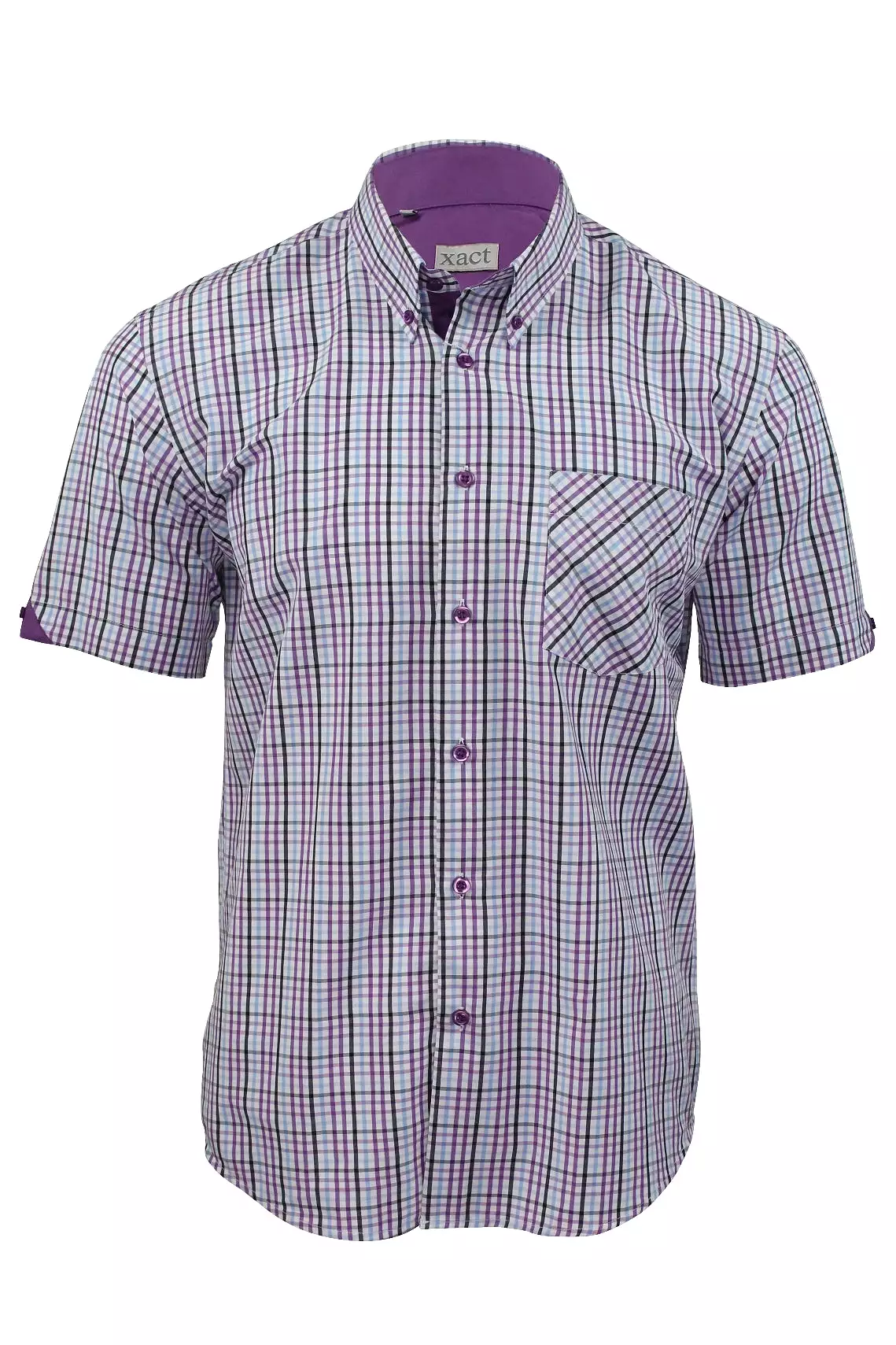 Xact Mens Check Shirt Short Sleeves