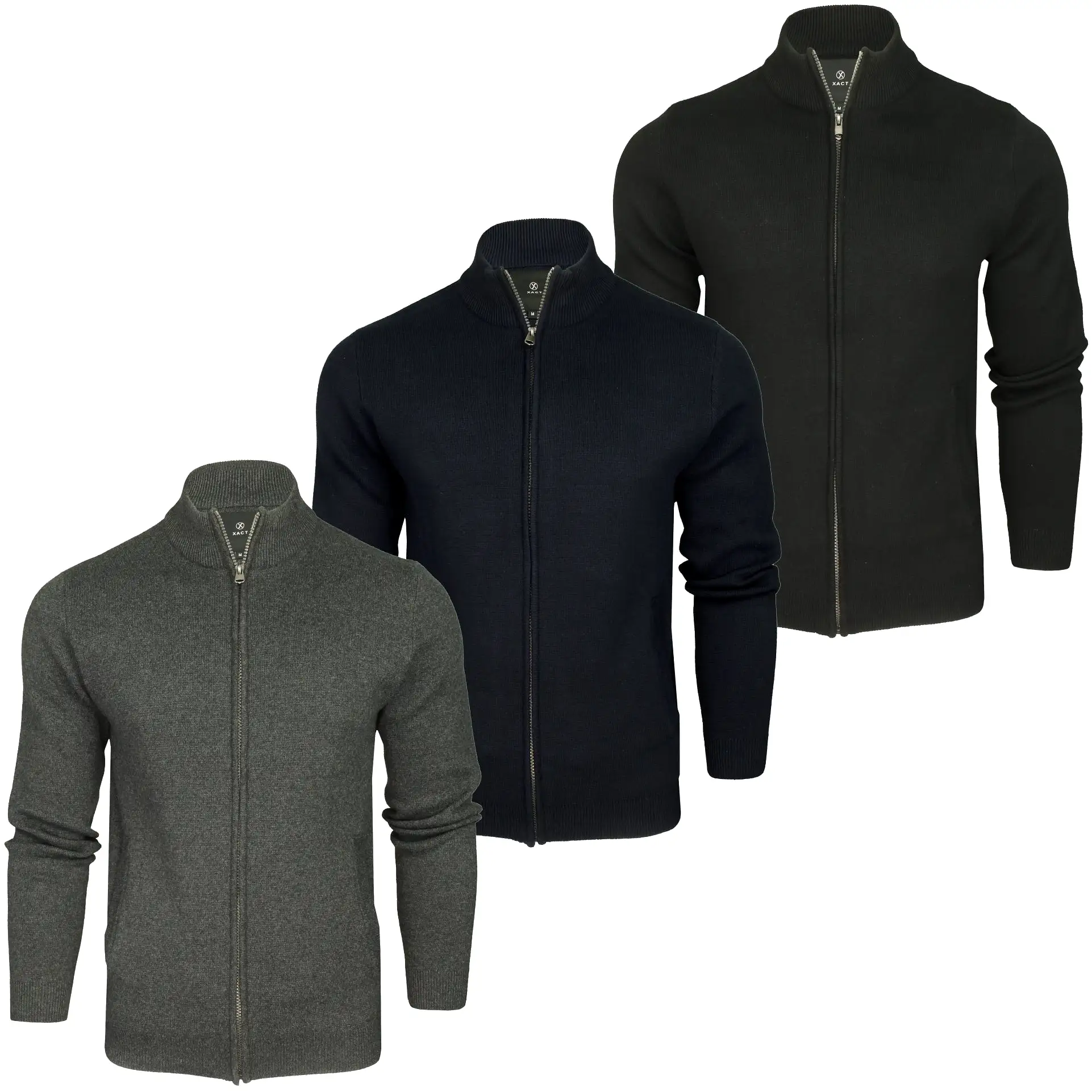 Xact Mens Cotton Rich Full Zip Cardigan Jumper