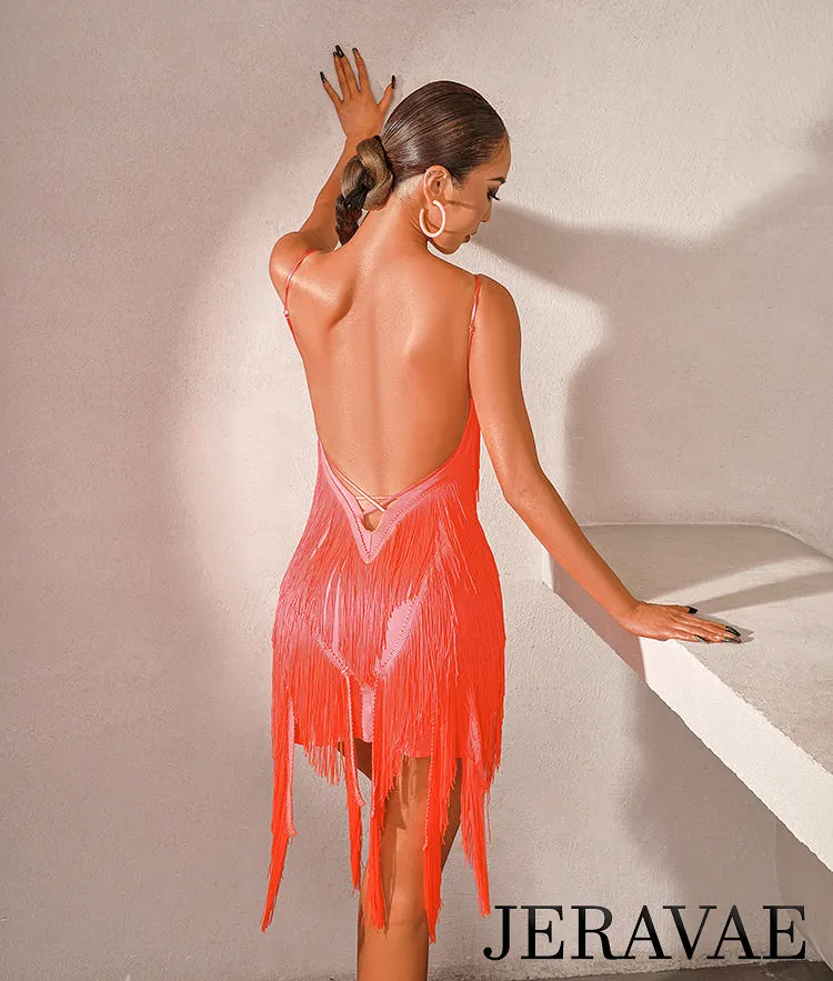 ZYM Dance Style Full Fringe Latin Practice Dress with Sweetheart Neckline and Bare Back PRA 860 in Stock